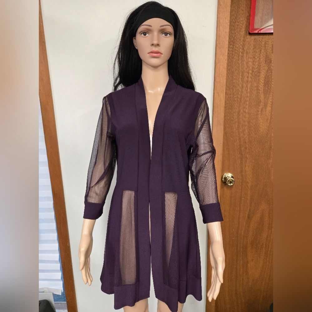 Sheer Purple Long Cardigan